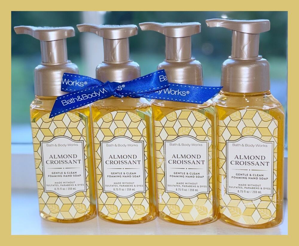Bath & Body Works 8.75 oz Almond Croissant Gentle Clean Foaming Hand Soap x4